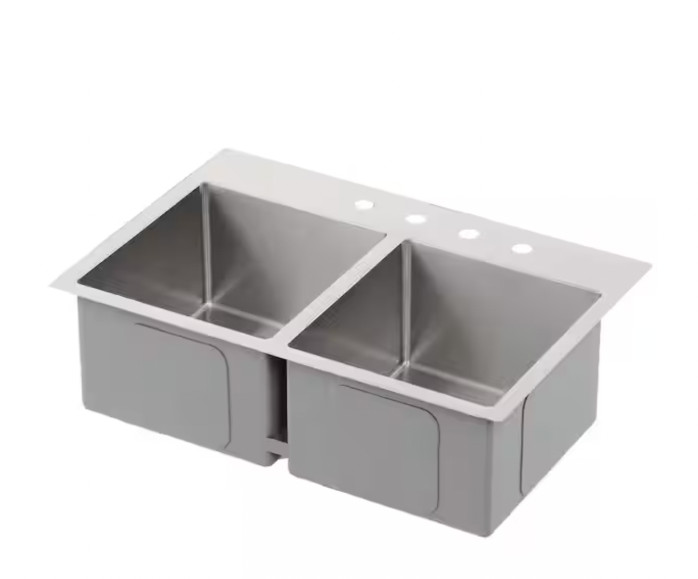 Glacier Bay Professional Tight Radius 33 in. Drop-In 50/50 Double Bowl 16 Gauge Stainless Steel Kitchen Sink with Accessories