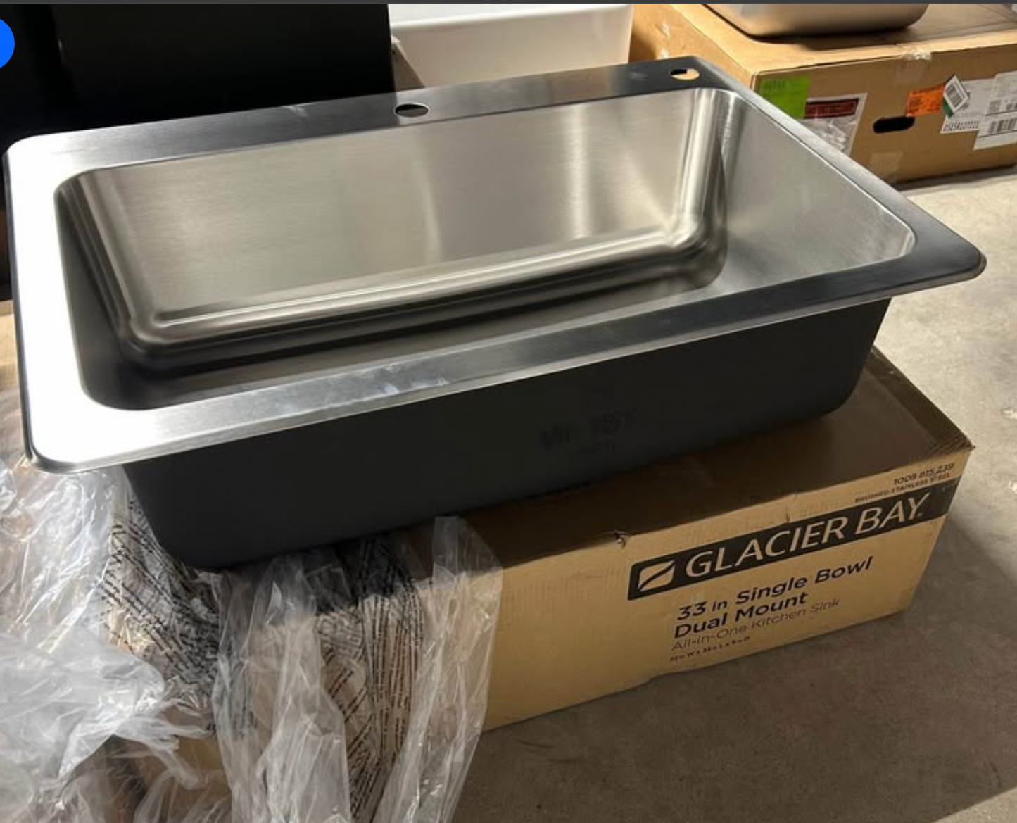 Glacier Bay Bratten 33 in. Drop-In Single Bowl 18 Gauge Stainless Steel Kitchen Sink with Pull-Down Faucet
