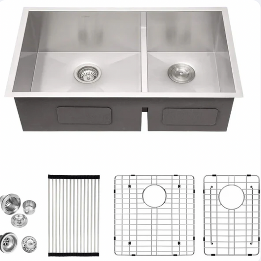 28 Undermount Sink Double Bowl - Lordear 28 Inch Kitchen Sink Undermount Low Divide Double Bowl 60/40 16 Gauge Stainless Steel Kitchen Sink
