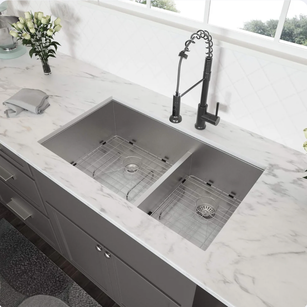 28 Undermount Sink Double Bowl - Lordear 28 Inch Kitchen Sink Undermount Low Divide Double Bowl 60/40 16 Gauge Stainless Steel Kitchen Sink