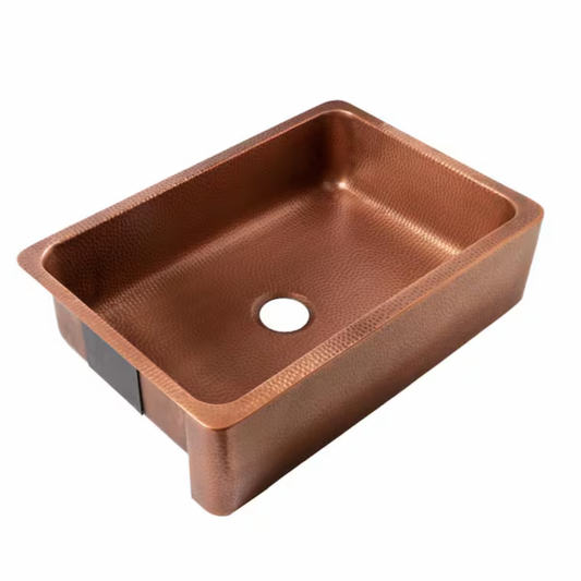 SINKOLOGY Lange 32 in. Farmhouse Apron Front Undermount Single Bowl 17 Gauge Antique Copper Kitchen Sink