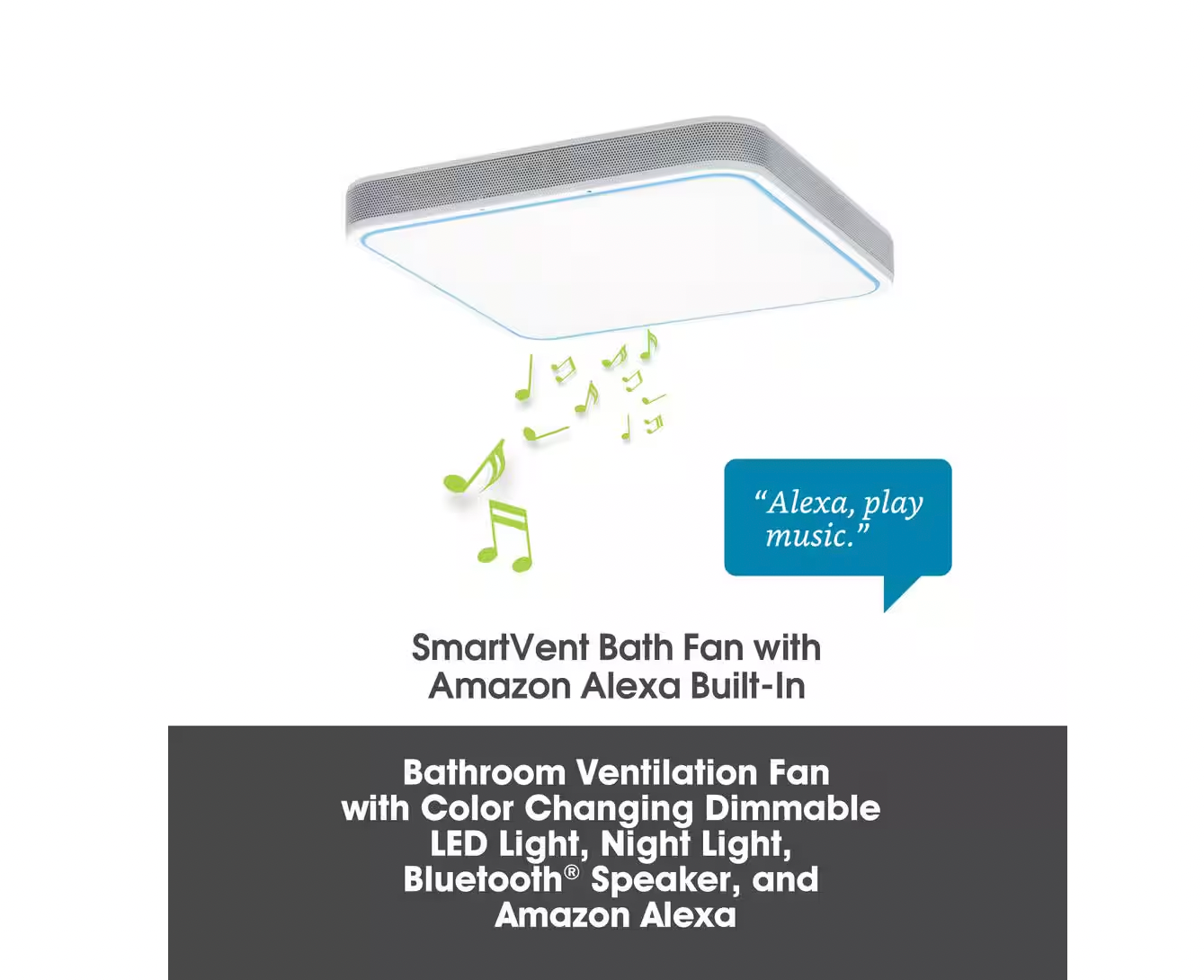 HOMEWERKS 110 CFM LED Ceiling Mounted Bathroom Exhaust Fan with Alexa Voice Assistant and Bluetooth Speakers