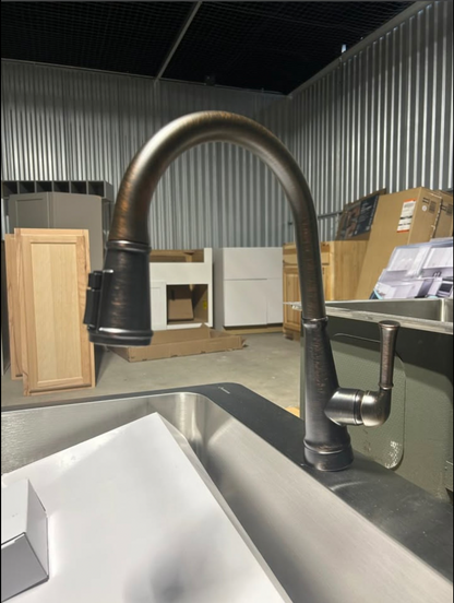 Delta Alpen Single Handle Pull-Down Kitchen Faucet with Soap Dispenser and ShieldSpray® Technology in Venetian Bronze