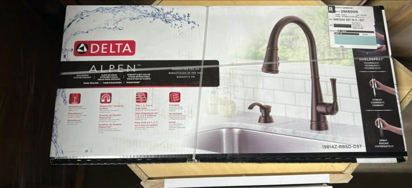 Delta Alpen Single Handle Pull-Down Kitchen Faucet with Soap Dispenser and ShieldSpray® Technology in Venetian Bronze
