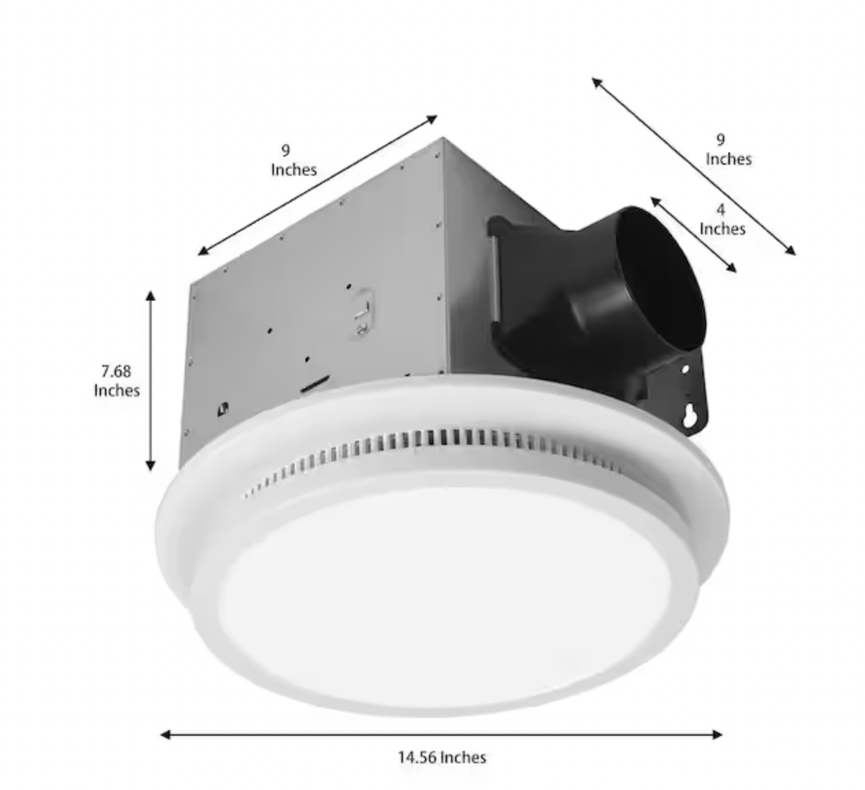 Commercial Electric 110 CFM 1.5 Sones Ceiling Bathroom Exhaust Fan with Bluetooth, Humidity Sensor, Adjustable CCT LED and Night Light