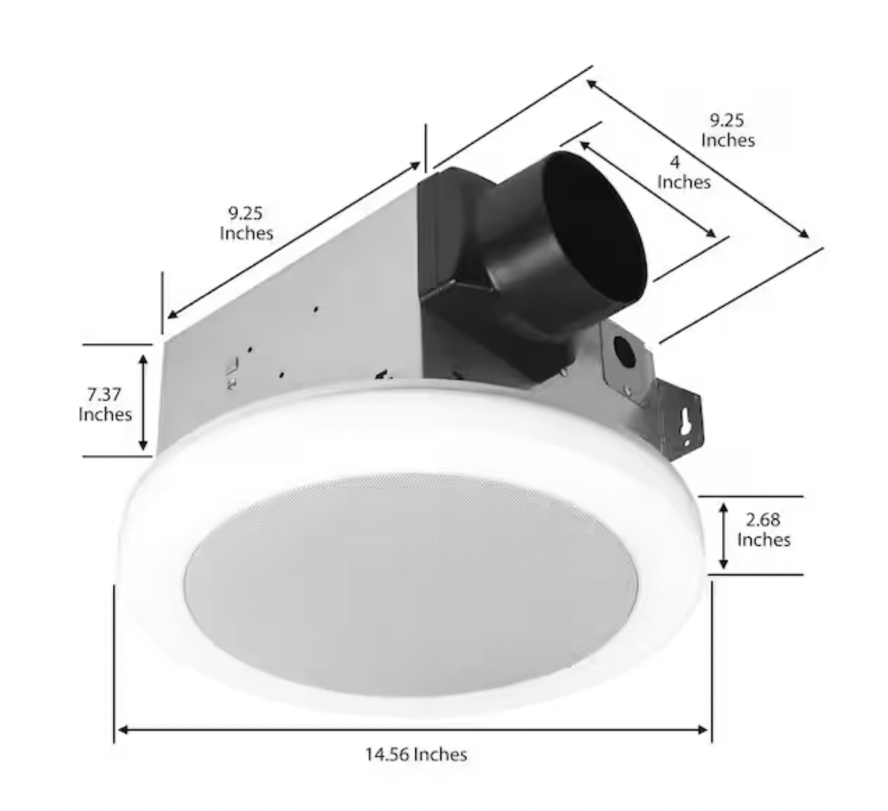Commercial Electric 110 CFM 1.5 Sones Ceiling Bathroom Exhaust Fan with Bluetooth Speaker and Adjustable CCT LED Lights and Night Light